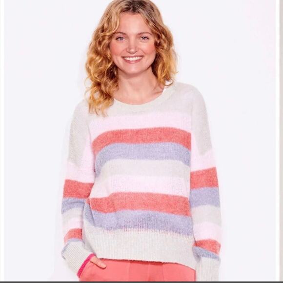 Sundry Stripes Oversized Sweater pink & blue light knit soft sweater SZ 2 - Picture 1 of 11